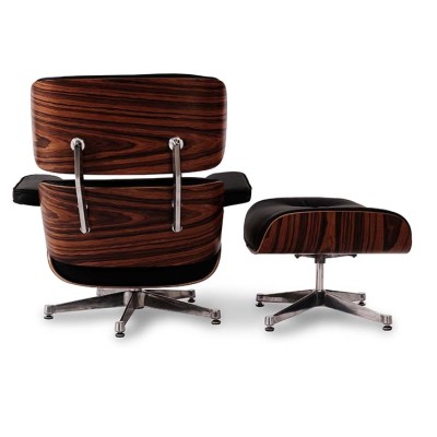 Eames lounge chair replica in leatherette and chrome base by Charles & Ray